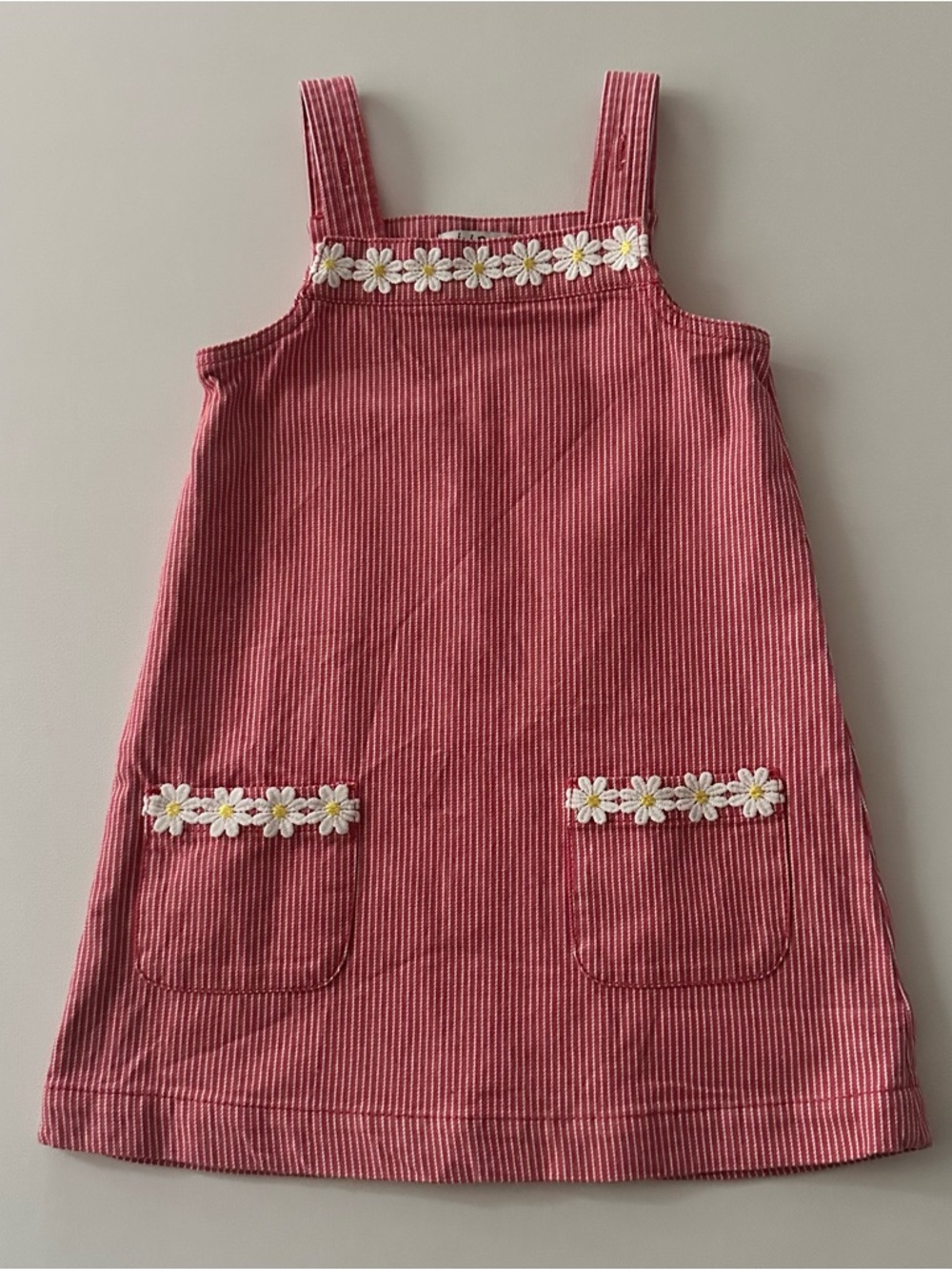 Mini Boden Girls 4-5 Pinafore Dress with Daisy Trim Pockets